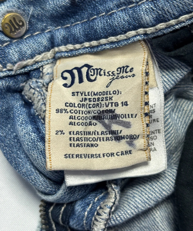 Miss Me Blue Distressed Wing Pocket Skinny Jeans