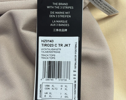 Adidas Beige Two-Tone Tiro 23 Training Track Jacket W/Tags