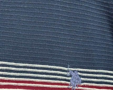 U.S. POLO ASSN. Navy Blue Textured Striped Sweater
