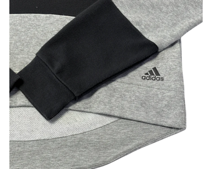 Adidas Gray Colorblock High Neck Logo Tape Sweatshirt