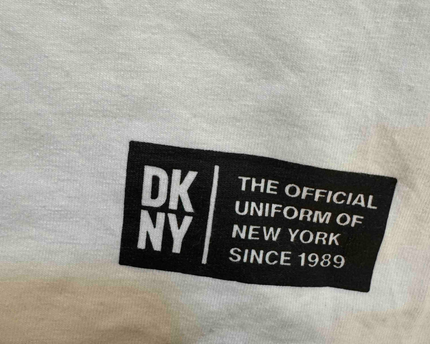 DKNY Shadow Block Logo Cream Cotton T-Shirt - M