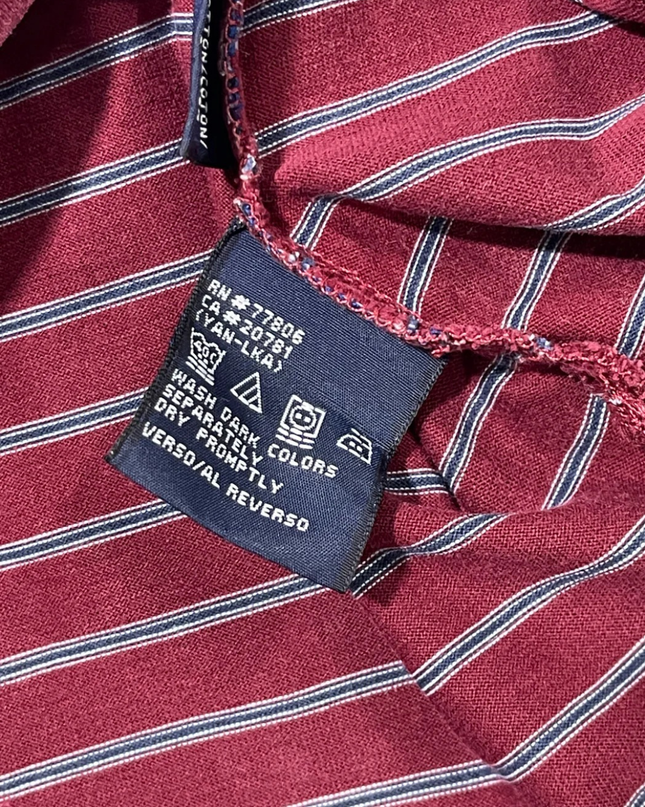 Tommy Hilfiger Burgundy Striped Mercerized Cotton Polo Shirt