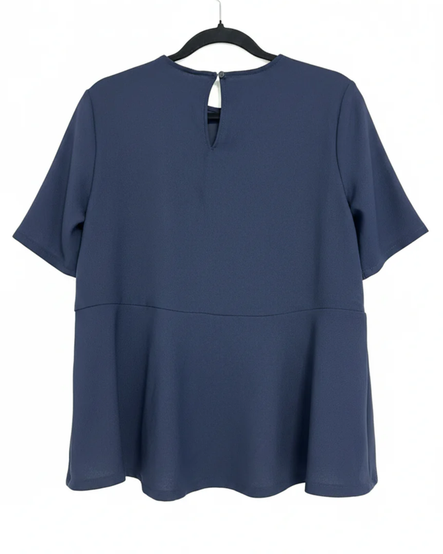 Tchibo Navy Blue Short Sleeve Peplum Blouse