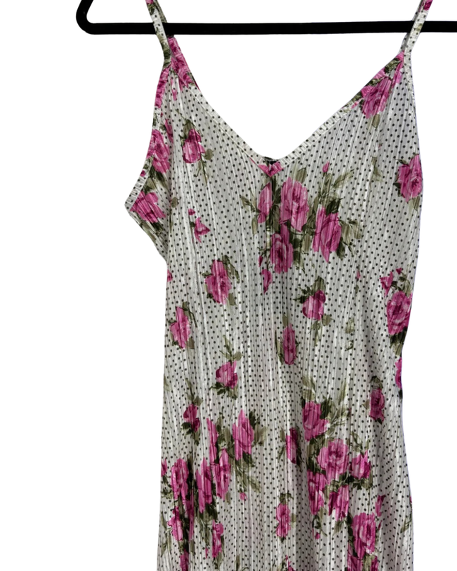 PrettyLittleThing White/Pink Floral Pleated Midi Dress W/Tags