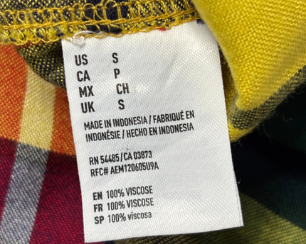 American Eagle Outfitters Multicolor Plaid Boyfriend Fit Viscose Shirt