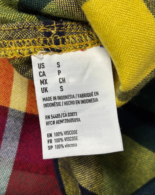 American Eagle Outfitters Multicolor Plaid Boyfriend Fit Viscose Shirt