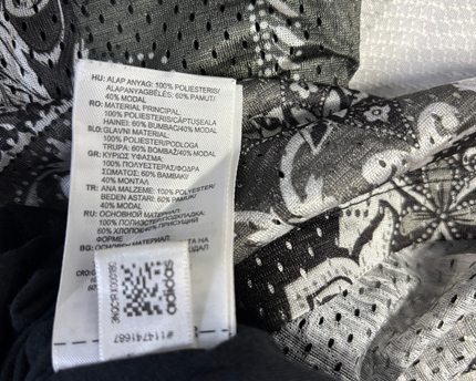 Adidas Black/White Paisley Mesh Basketball Style Tank Top