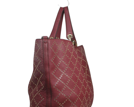 Michael Kors Burgundy Studded Eyelet Grommet Tote Bag