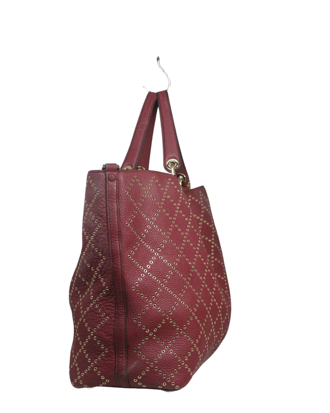 Michael Kors Burgundy Studded Eyelet Grommet Tote Bag