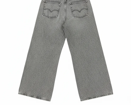 H&M Divided Grey Acid Wash Wide-Leg Denim Jeans