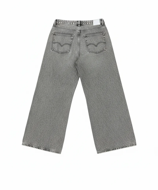 H&M Divided Grey Acid Wash Wide-Leg Denim Jeans