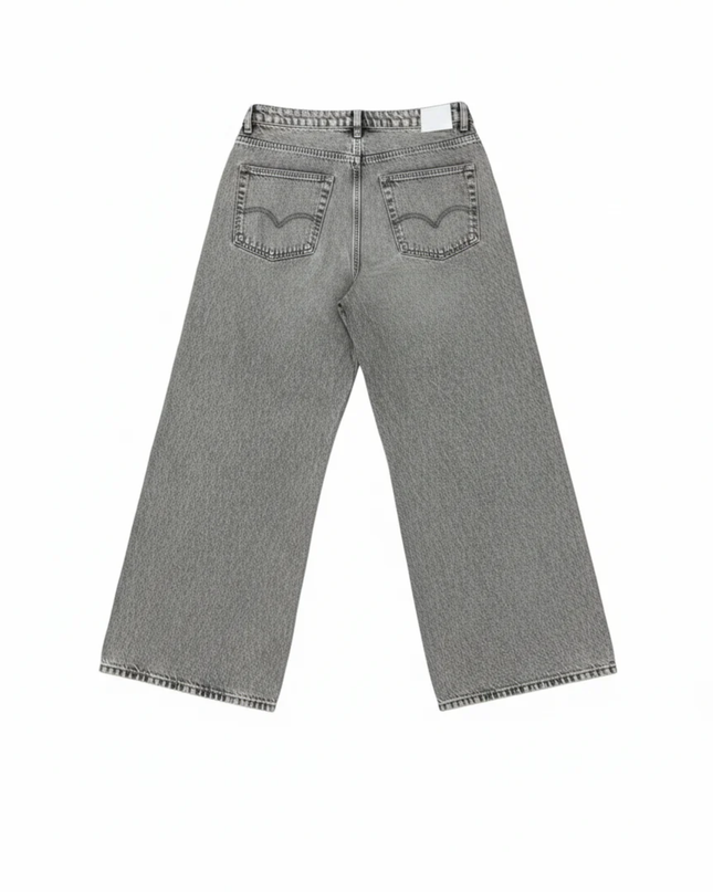 H&M Divided Grey Acid Wash Wide-Leg Denim Jeans