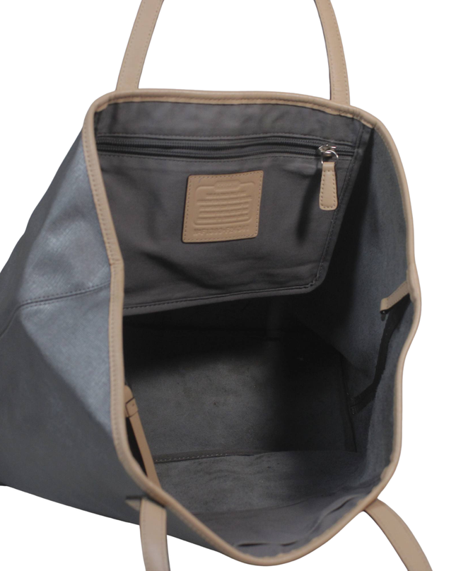Coach Grey Metallic Crossgrain Leather Tote Bag