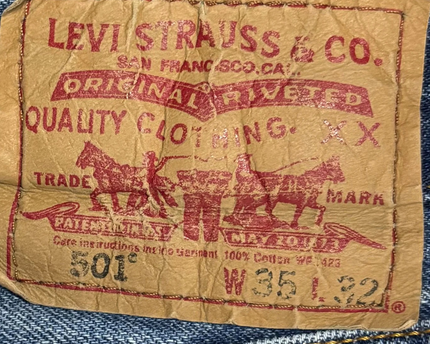 Levi's Blue 501 Original Straight Fit Distressed Jeans