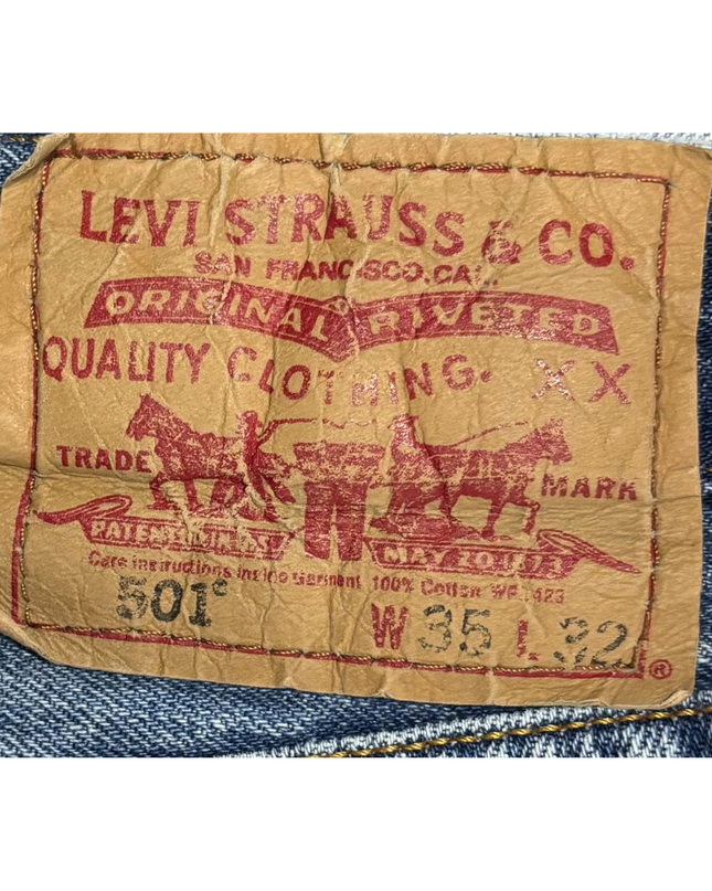 Levi's Blue 501 Original Straight Fit Distressed Jeans