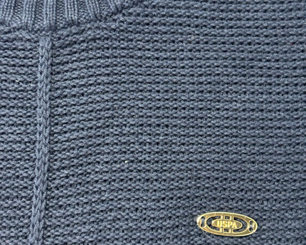 U.S. Polo Assn. Navy Blue Textured Knit Crewneck Sweater