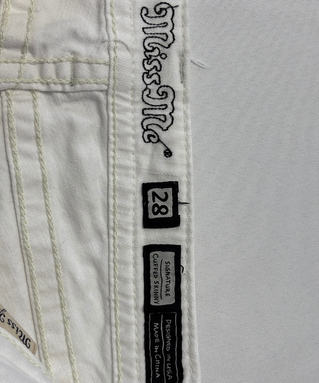 Miss Me White Distressed Embellished Skinny Jeans