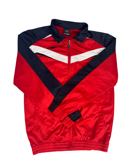 Umbro Retro Red Track Jacket with Chevron Panels - XS