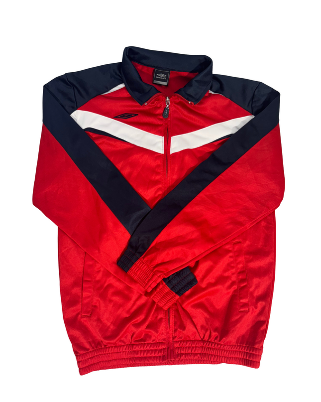 Umbro Retro Red Track Jacket with Chevron Panels - XS