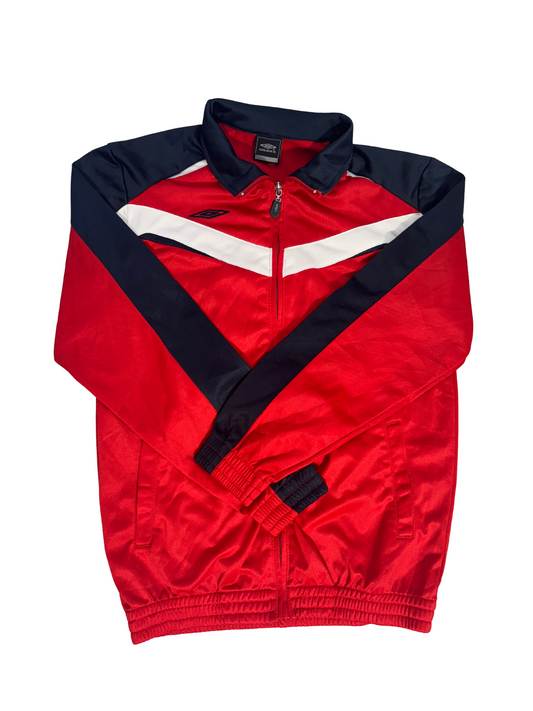 Umbro Retro Red Track Jacket with Chevron Panels - XS