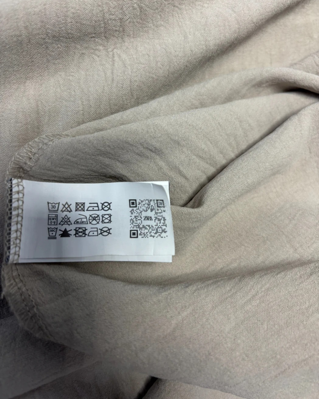 ZARA Beige Wide-Leg Elasticated Flowy Pants