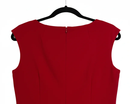 Calvin Klein Red Sleeveless Draped Neckline Sheath Dress