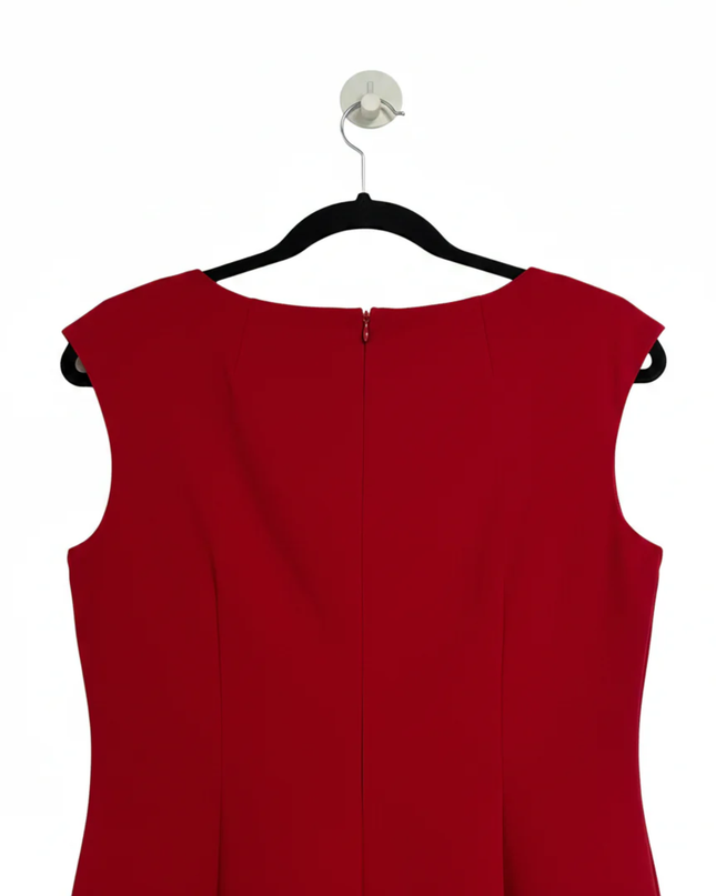 Calvin Klein Red Sleeveless Draped Neckline Sheath Dress