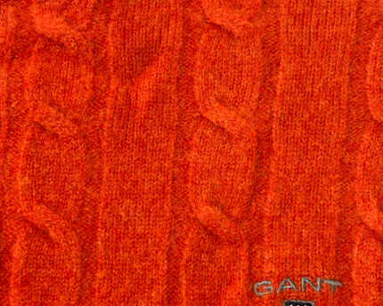 Gant Orange Fine Lambswool Cable Knit Crew Neck Sweater