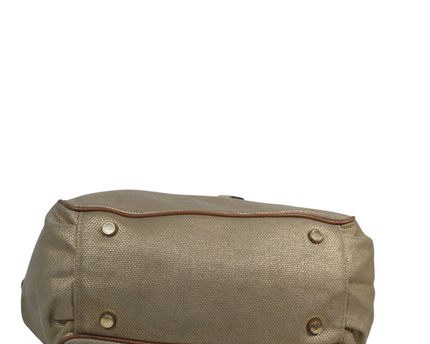 Michael Kors Beige Metallic Woven Drawstring Shoulder Bag