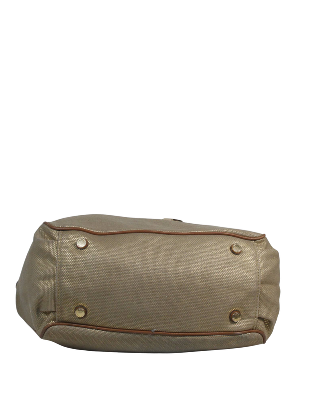 Michael Kors Beige Metallic Woven Drawstring Shoulder Bag