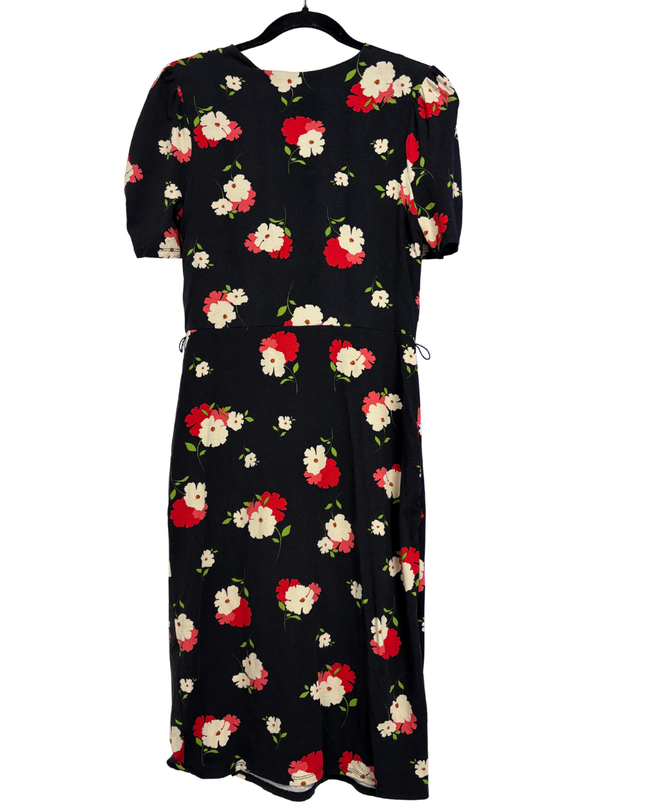 Phase Eight Black Floral Wrap Midi Dress