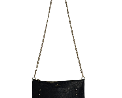 Kate Spade New York Black Pebbled Leather Studded Chain Crossbody Clutch