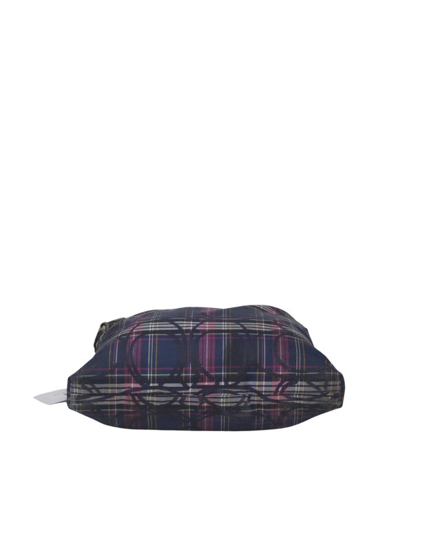 Coach Navy Blue Plaid Shoulder Bag