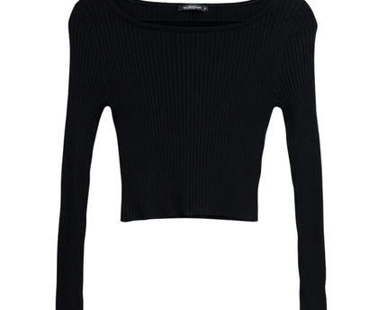 H&M Black Ribbed Long Sleeve Crop Top