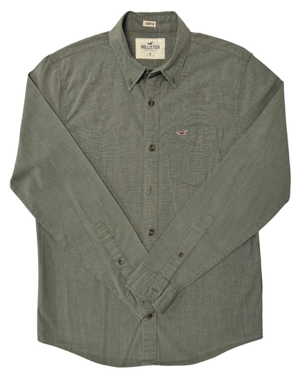 Hollister California Olive Green Stretch Casual Shirt