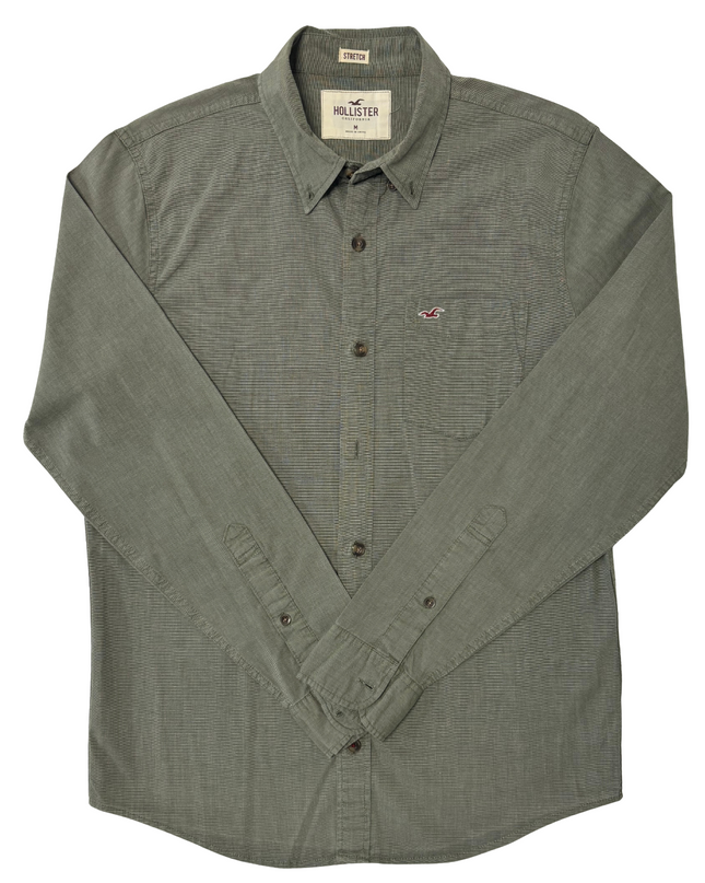 Hollister California Olive Green Stretch Casual Shirt