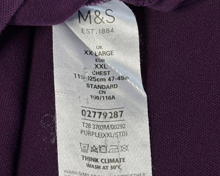 M&S Purple Long Sleeve Cotton Polo Shirt