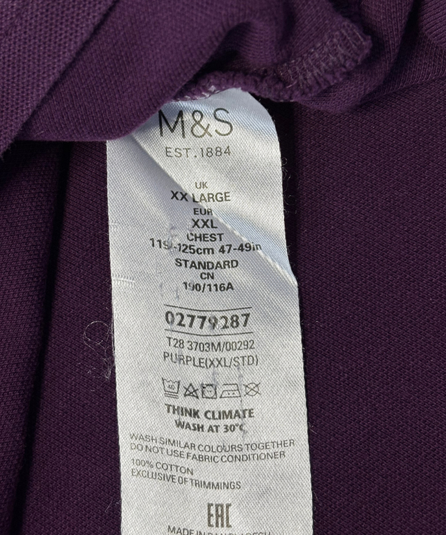 M&S Purple Long Sleeve Cotton Polo Shirt