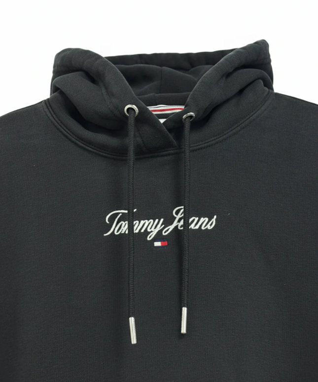 Tommy Jeans Black Cropped Logo Hoodie