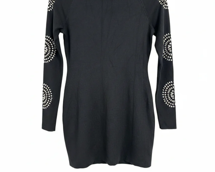INC International Concepts Black Embellished Long Sleeve Knit Mini Dress
