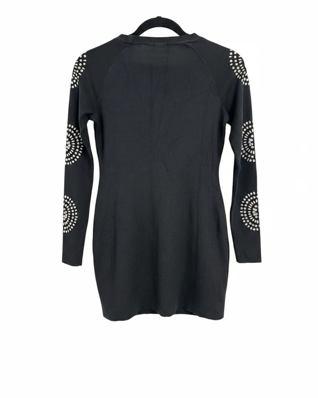 INC International Concepts Black Embellished Long Sleeve Knit Mini Dress