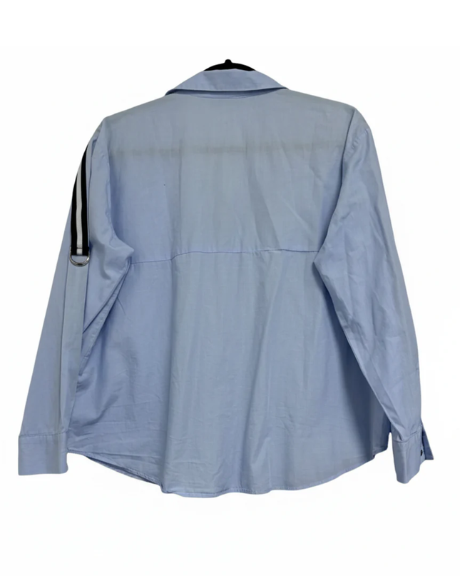 Zara Basic Light Blue Striped Shoulder Cotton Shirt