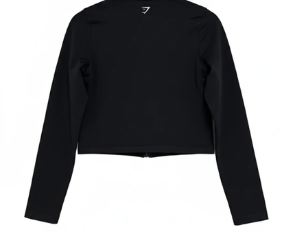 Gymshark Black Zip-Up Cropped Sports Jacket