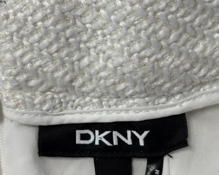 DKNY White Tweed Belted Pencil Skirt
