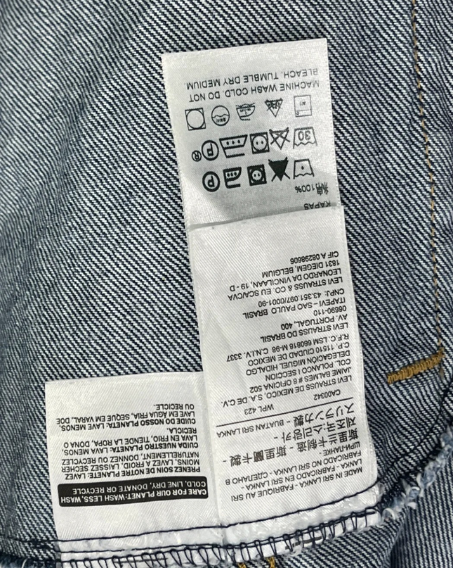 Levi's Blue Denim Trucker Jacket with Sporty Striped Ribbed Trim