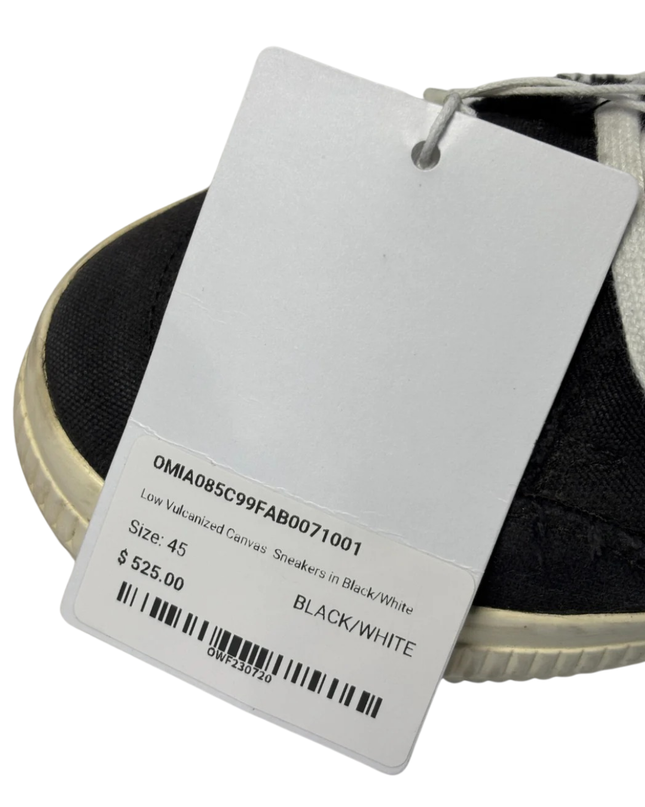 Off-White Black Low Vulcanized Canvas Sneakers W/Tag & W/Box