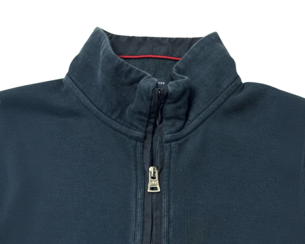 Tommy Hilfiger Navy Blue Full-Zip Ribbed Cotton Jacket