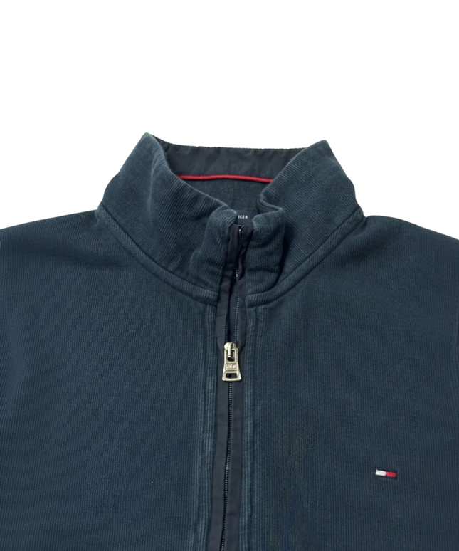 Tommy Hilfiger Navy Blue Full-Zip Ribbed Cotton Jacket