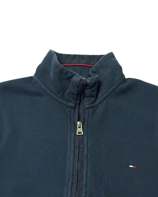 Tommy Hilfiger Navy Blue Full-Zip Ribbed Cotton Jacket