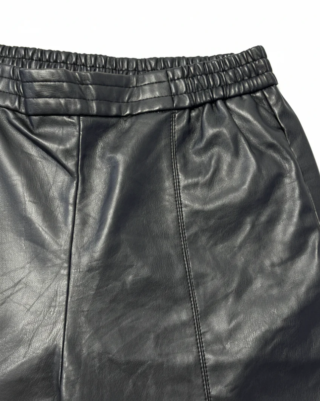Zara Black Faux Leather Jogger Pants